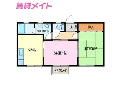 パレスコート(2K/2階)の間取り写真