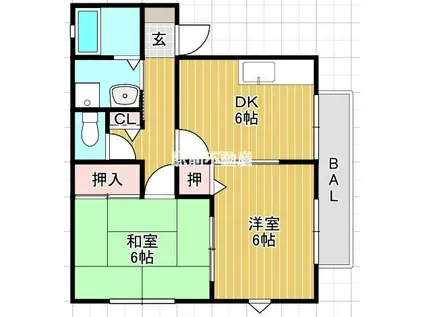 リバーサイドロッケン(2DK/2階)の間取り写真