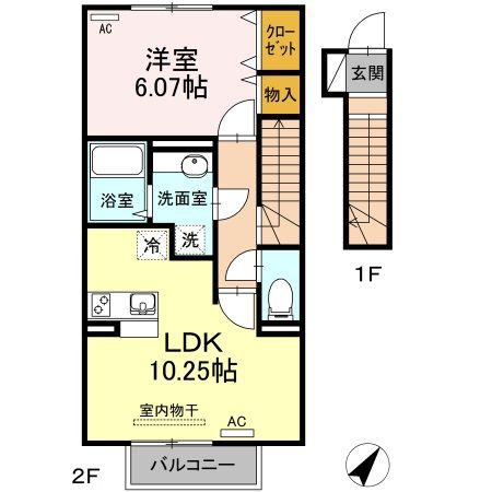 みつばち本町III(1LDK/1階)の間取り写真