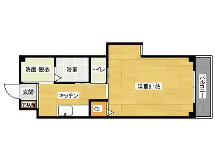 KTビル(1K/3階)の間取り写真