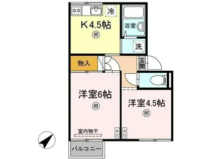 プレジール三島(2K/2階)の間取り写真