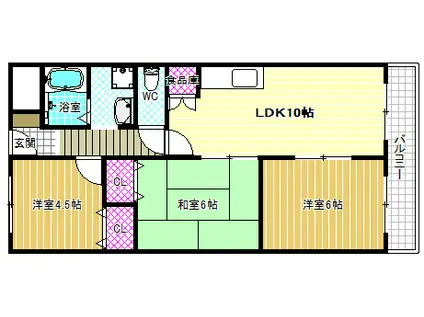 ルミエール藤井寺(3LDK/4階)の間取り写真