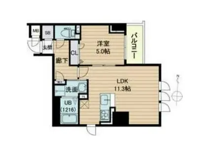 ジ・アドレス梅田(1LDK/2階)の間取り写真