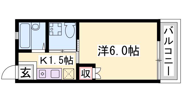 コーポ横関(1K/2階)の間取り写真