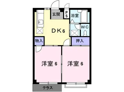 エルディム天王(2DK/1階)の間取り写真