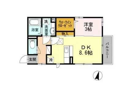 ソフィア平和台(1DK/2階)の間取り写真