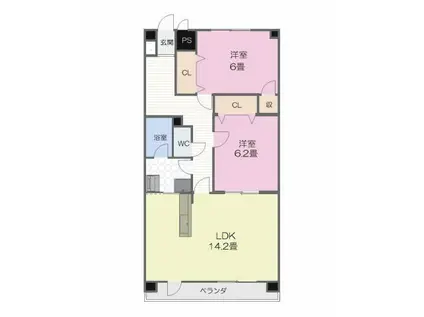 UNBELLE富士見(2LDK/1階)の間取り写真