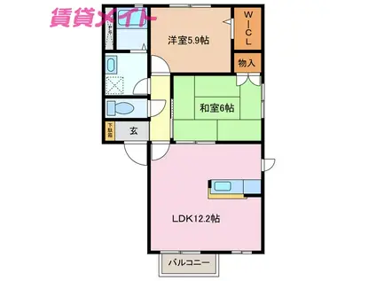 ザ・ミレニアム B棟(2LDK/2階)の間取り写真