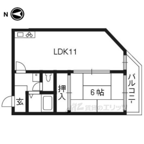 プリムローズ嵯峨(1LDK/3階)の間取り写真