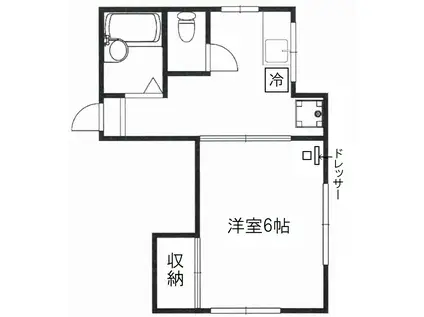 ヨコミゾハイムB(1K/1階)の間取り写真