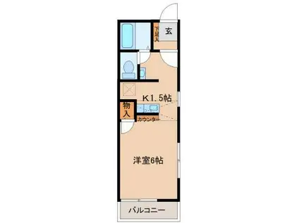 Gテラス(ワンルーム/1階)の間取り写真