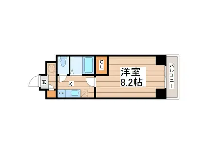 ブラントワール仙台木町(1K/1階)の間取り写真