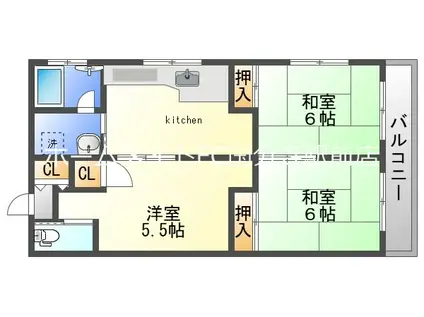 宮城荘(3K/2階)の間取り写真