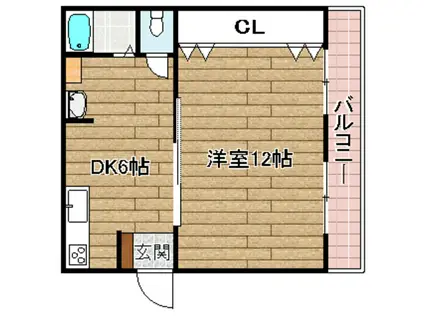 相互マンション(1DK/1階)の間取り写真