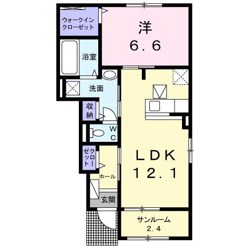 ハピネスハウスR(1LDK/1階)の間取り写真