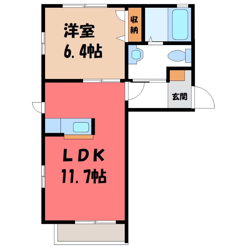 グラン・フォンテーヌIIB(1LDK/2階)の間取り写真