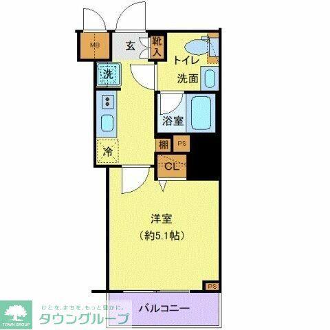 プレール・ドゥーク戸越銀座通(1K/3階)の間取り写真