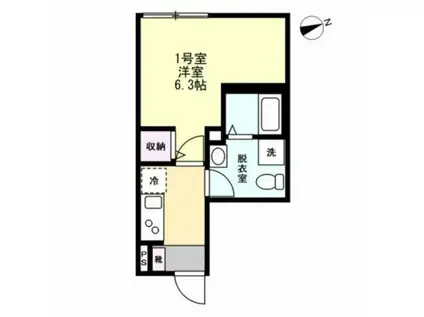 ベイルームリニア橋本(1K/1階)の間取り写真