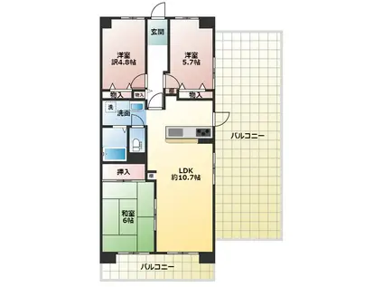 藤和東加古川ハイタウンC棟(3LDK/10階)の間取り写真