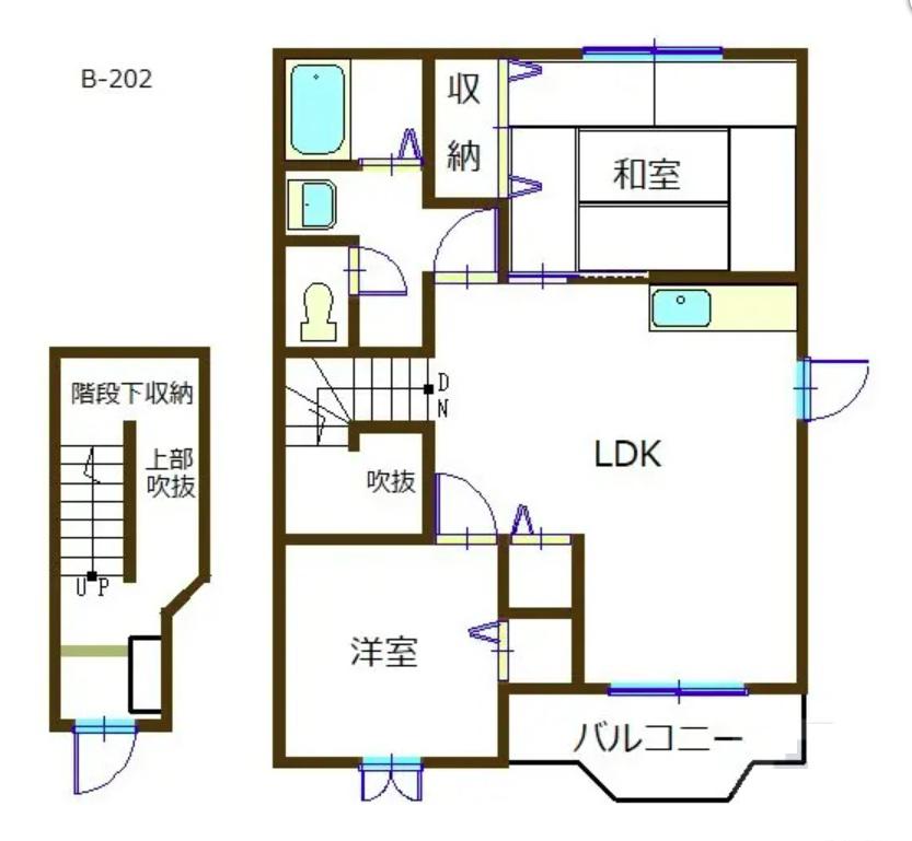 ゴッドフィールドB(2LDK/2階)の間取り写真