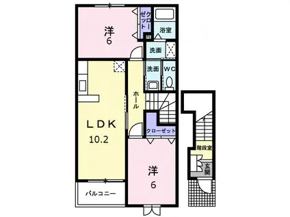 クレール にほづ A(2LDK/2階)の間取り写真