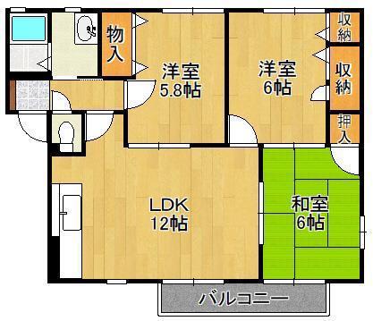 メゾンエムロードA棟(3LDK/2階)の間取り写真