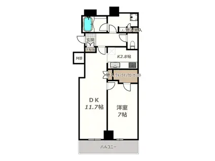 あべのNINI (1LDK/17階)の間取り写真