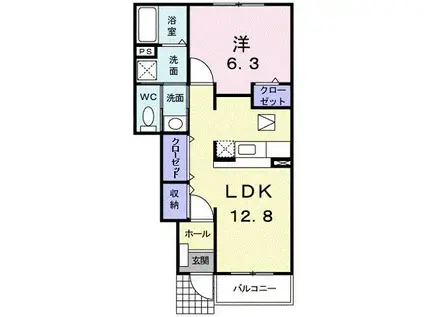 パーク・メート(1LDK/1階)の間取り写真