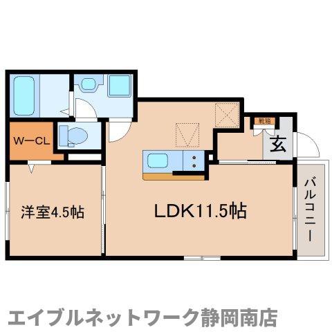 ヒカルサ藤枝兵太夫(1LDK/1階)の間取り写真