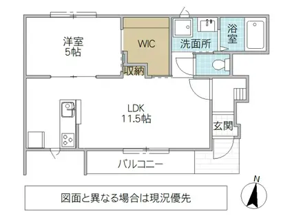 レーガベーネ長堀 A(1LDK/1階)の間取り写真