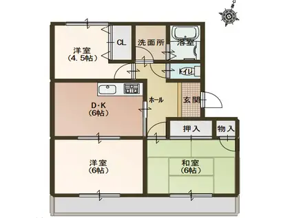 マンション霞野坂(3DK/2階)の間取り写真