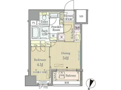 セレニティー神田(1DK/10階)の間取り写真