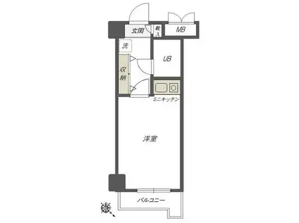 ソシアーレ・ミラン武蔵浦和パートII(ワンルーム/3階)の間取り写真