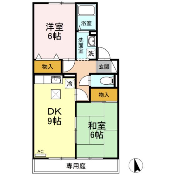 第3関ニューバリヤ(2DK/1階)の間取り写真