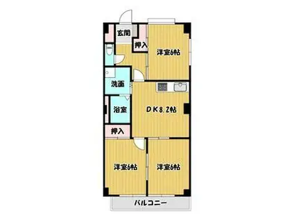 リヒテン山崎(3DK/4階)の間取り写真