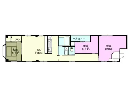 トレゾール文花(3DK/4階)の間取り写真