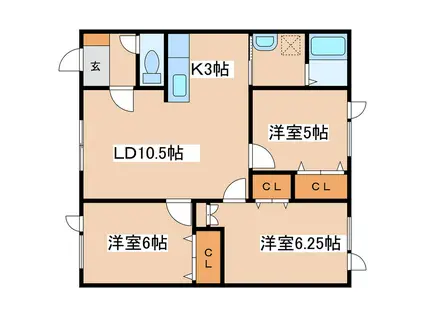 ライトハウスI(3LDK/1階)の間取り写真
