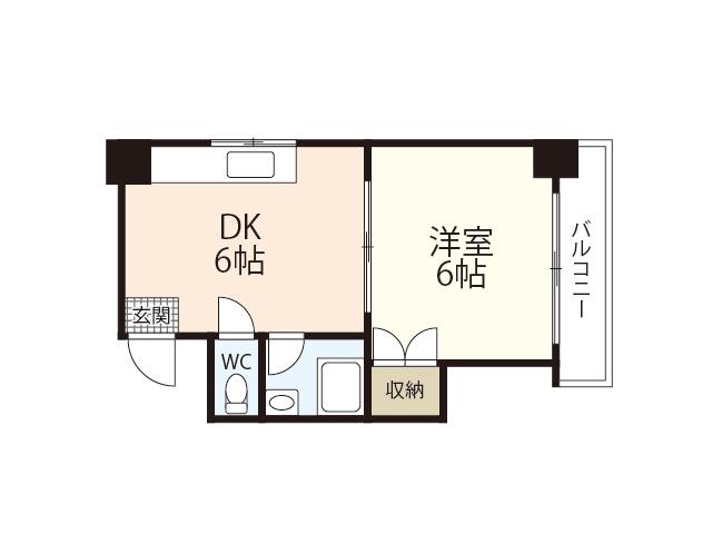1975BLDG.昭和町 (1DK/4階)の間取り写真