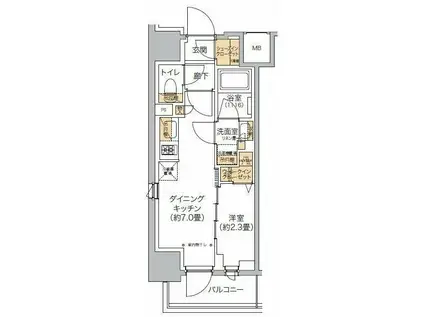 リビオメゾン西麻布(1DK/2階)の間取り写真