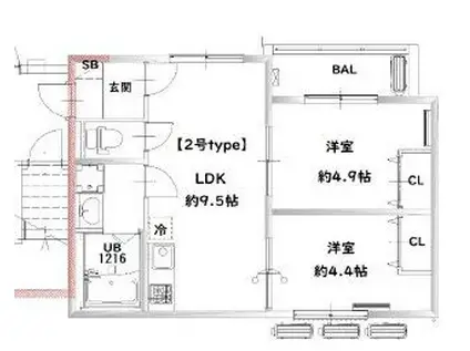 D PORTA IRIS(2LDK/3階)の間取り写真