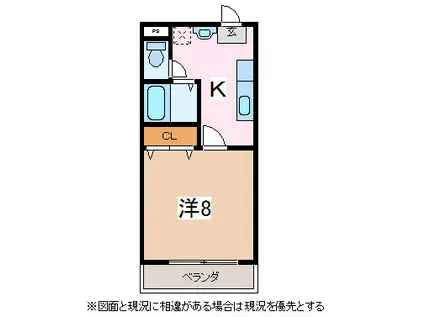 ビューテラス21C(1K/3階)の間取り写真