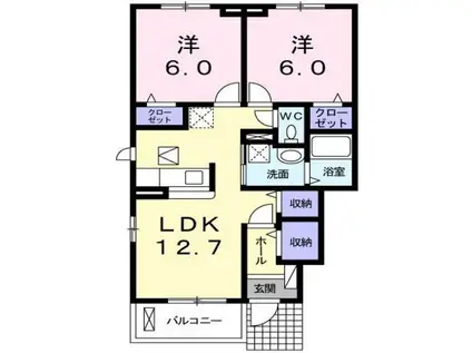 パラシオ(2LDK/1階)の間取り写真