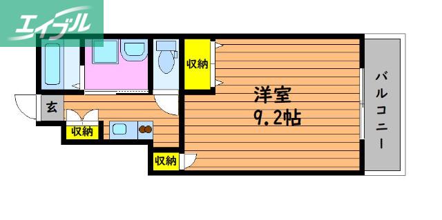 IBIZA津島京町(1K/1階)の間取り写真