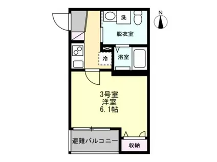 ベイルームグレイス本厚木(1K/1階)の間取り写真