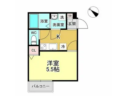 FLEUR S-KASHIWA(1K/1階)の間取り写真