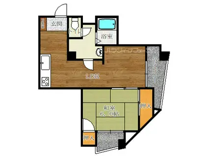 奥野ビル(1LDK/4階)の間取り写真