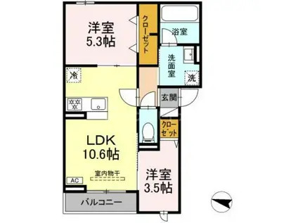 グランメール(2LDK/3階)の間取り写真