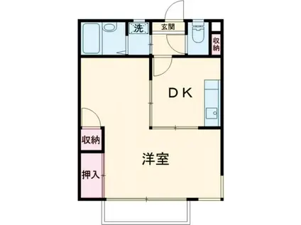 五百渕グリーンガーデンC棟(1DK/2階)の間取り写真