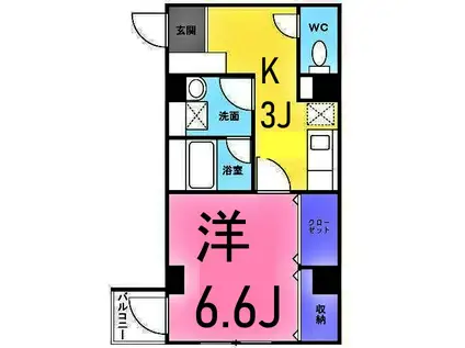 コルソ アダージョ(1K/5階)の間取り写真