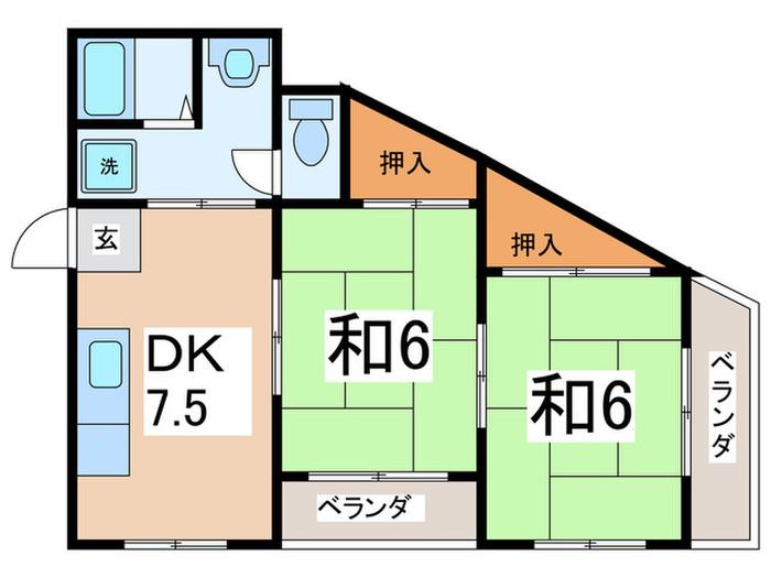 コーセー5番館(2DK/3階)の間取り写真